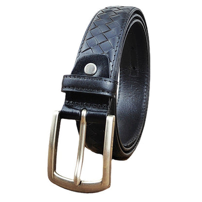 Ceinture tressée en cuir pleine fleur véritable pour homme, largeur 1 3/8" | NH0005