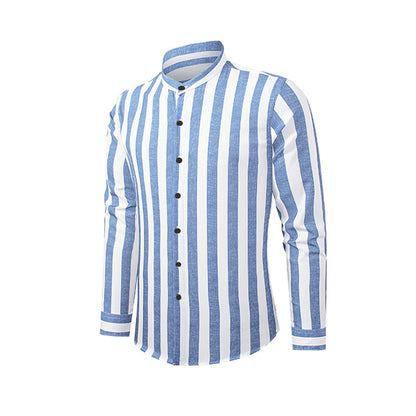 Men's Casual Long Sleeve Button-Down Shirts Striped Dress Shirts | MC255371