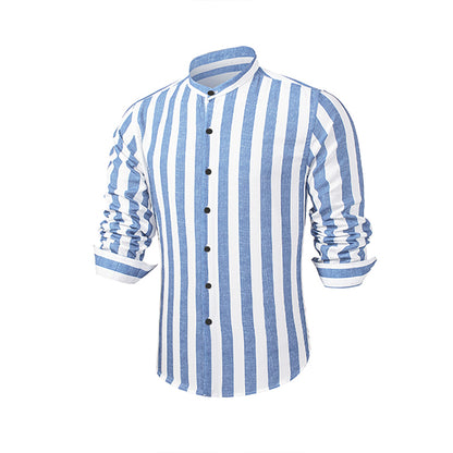 Men's Casual Long Sleeve Button-Down Shirts Striped Dress Shirts | MC255371