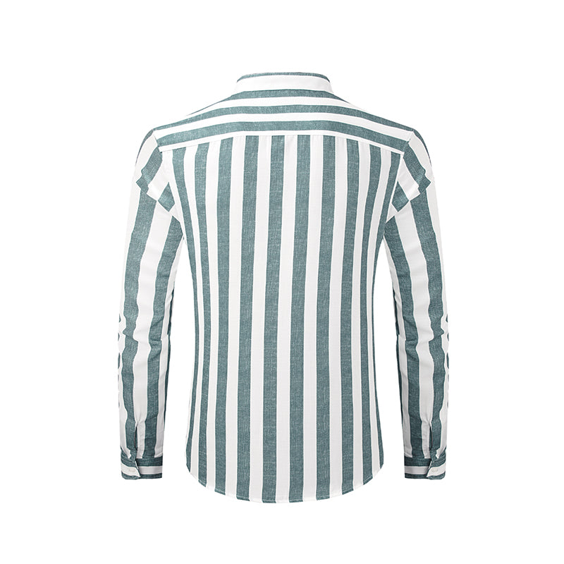 Men's Casual Long Sleeve Button-Down Shirts Striped Dress Shirts | MC255371