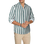 Lässige Langarm-Button-Down-Hemden für Herren mit Streifen | MC255371
