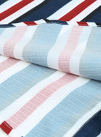 Lässiges Herrenhemd aus Baumwolle mit Streifen und langen Ärmeln und Leinengefühl, Stehkragen, Button-Down-Hemd | +MC255371-4019 