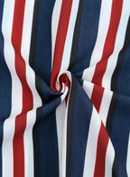 Lässiges Herrenhemd aus Baumwolle mit Streifen und langen Ärmeln und Leinengefühl, Stehkragen, Button-Down-Hemd | +MC255371-4019 