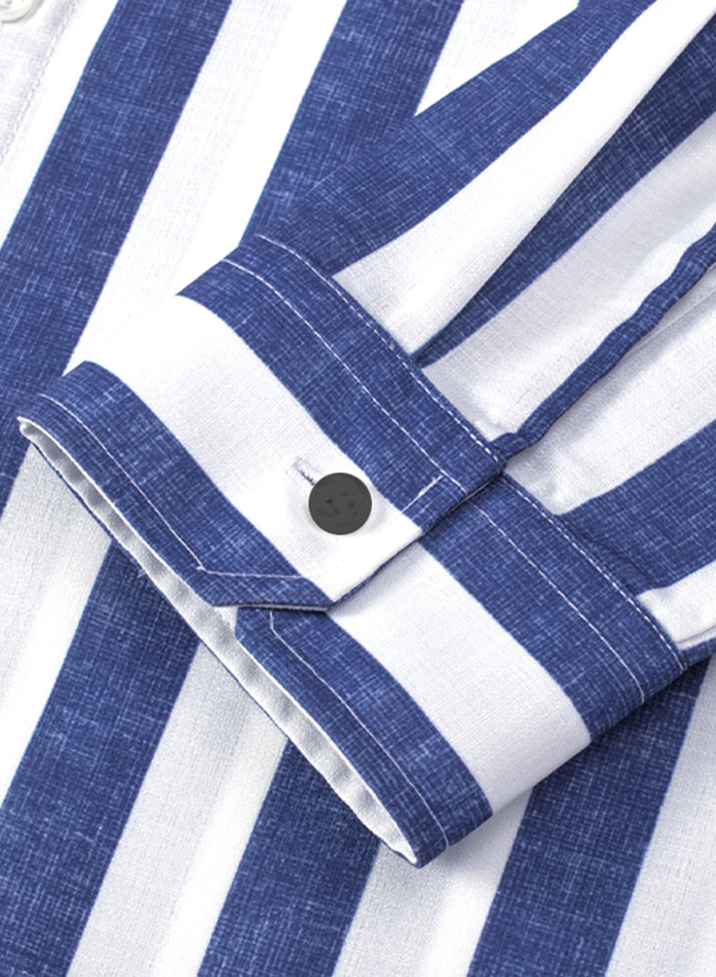 Herren Button-Down-Langarmhemden Modisches Baumwoll-Leinen-Streifen-Freizeit-Strandhemd | MC255371-7019 