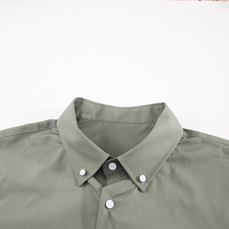 Mens Button Down Shirt High Grade Linen Cotton Shirts Plain Tops |  MC255374