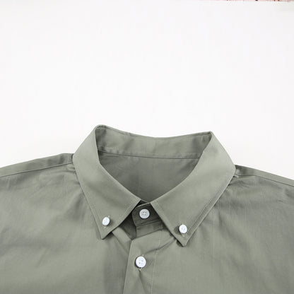 Mens Button Down Shirt High Grade Linen Cotton Shirts Plain Tops |  MC255374