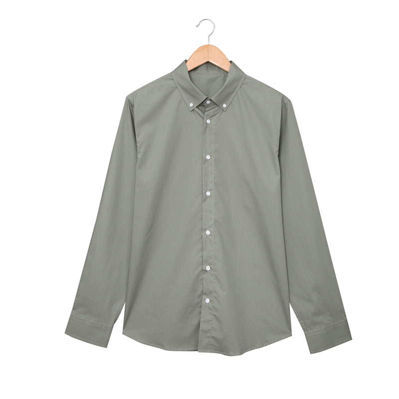 Mens Button Down Shirt High Grade Linen Cotton Shirts Plain Tops |  MC255374