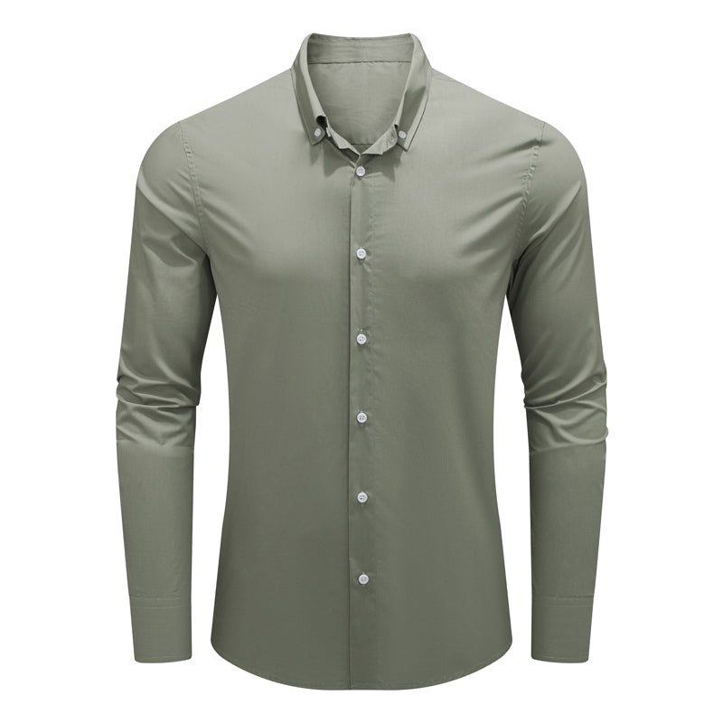 Mens Button Down Shirt High Grade Linen Cotton Shirts Plain Tops |  MC255374