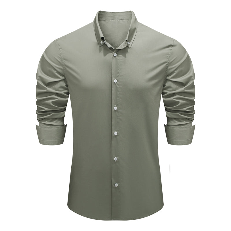 Mens Button Down Shirt High Grade Linen Cotton Shirts Plain Tops |  MC255374