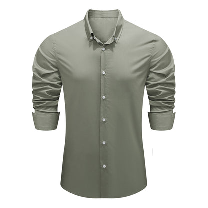 Mens Button Down Shirt High Grade Linen Cotton Shirts Plain Tops |  MC255374