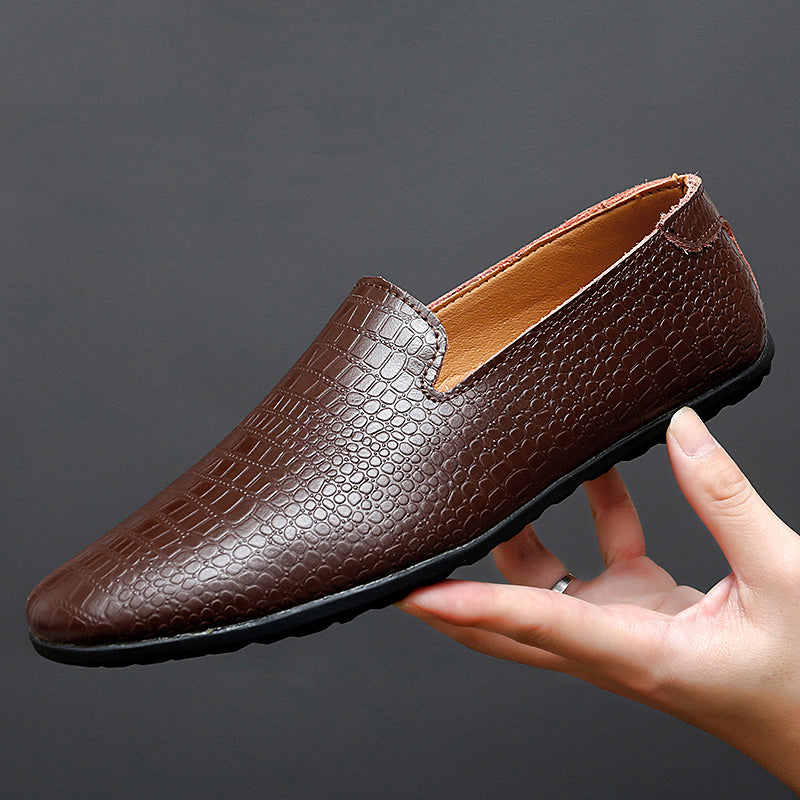 Mocassins pour hommes en cuir véritable à talon plat imprimé serpent | 2238 