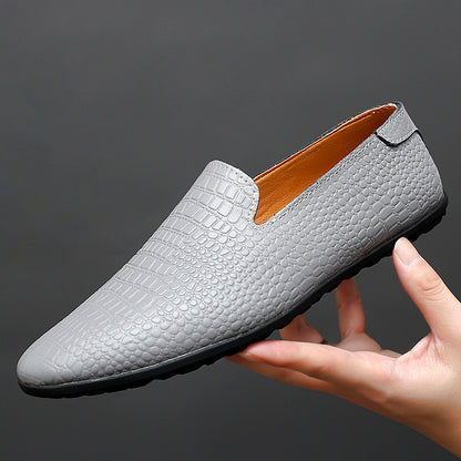 Mocassins pour hommes en cuir véritable à talon plat imprimé serpent | 2238 