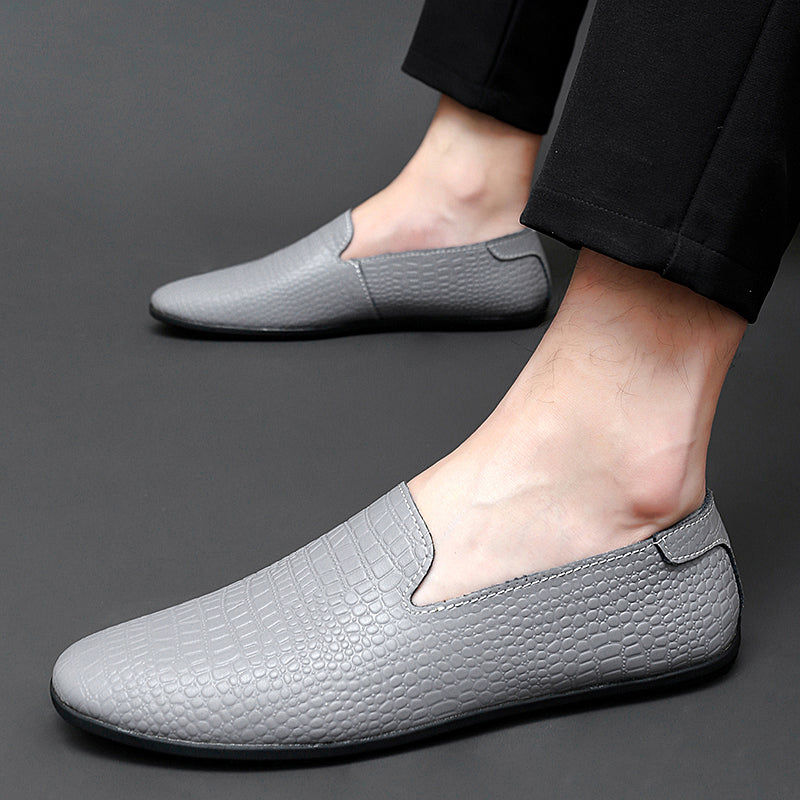 Mocassins pour hommes en cuir véritable à talon plat imprimé serpent | 2238 