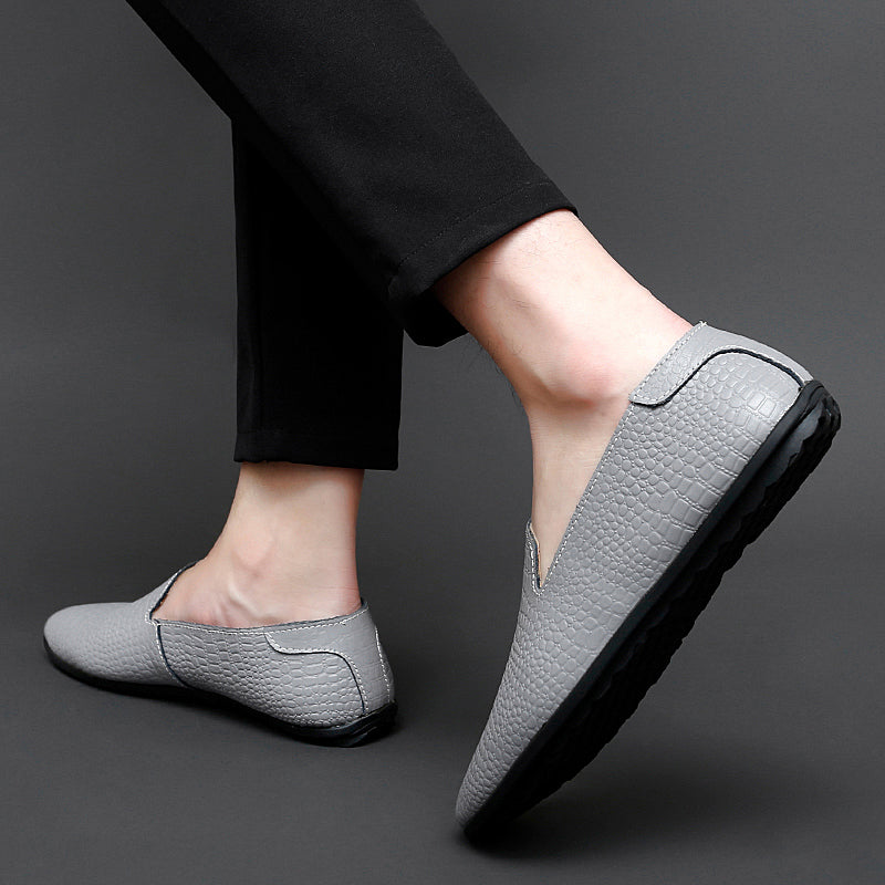 Mocassins pour hommes en cuir véritable à talon plat imprimé serpent | 2238 