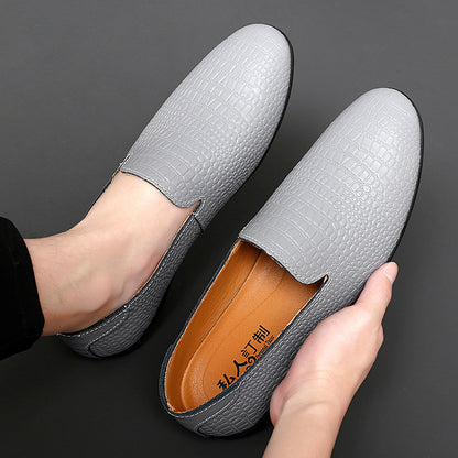 Mocassins pour hommes en cuir véritable à talon plat imprimé serpent | 2238 