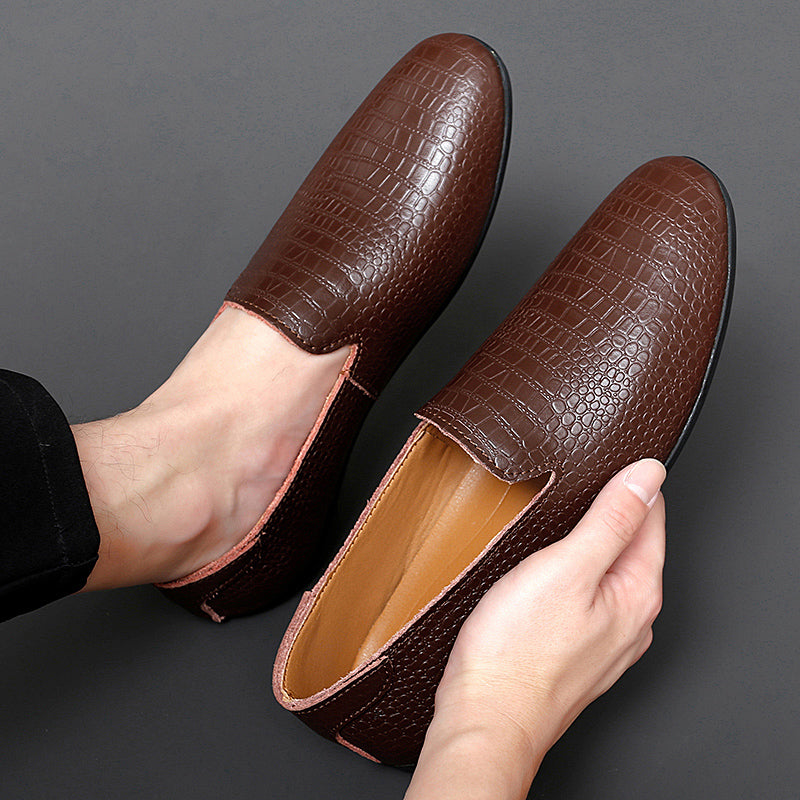 Mocassins pour hommes en cuir véritable à talon plat imprimé serpent | 2238 