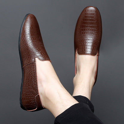 Mocassins pour hommes en cuir véritable à talon plat imprimé serpent | 2238 