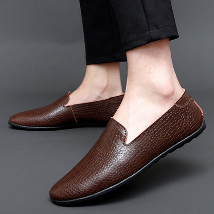 Mocassins pour hommes en cuir véritable à talon plat imprimé serpent | 2238 