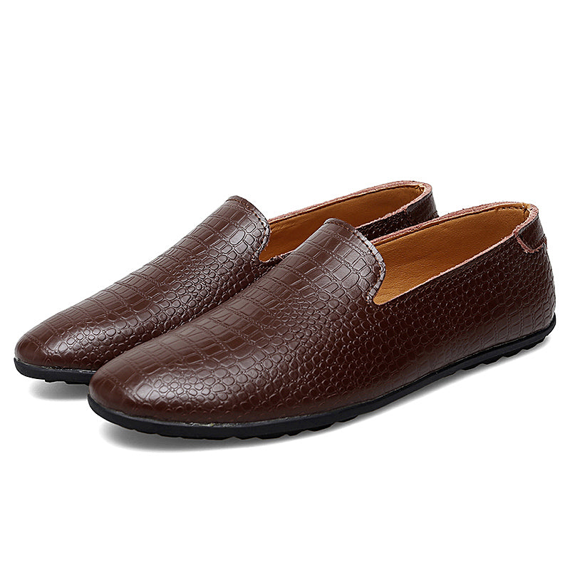 Mocassins pour hommes en cuir véritable à talon plat imprimé serpent | 2238 