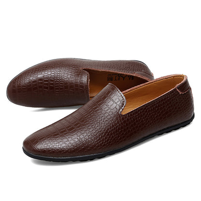 Mocassins pour hommes en cuir véritable à talon plat imprimé serpent | 2238 