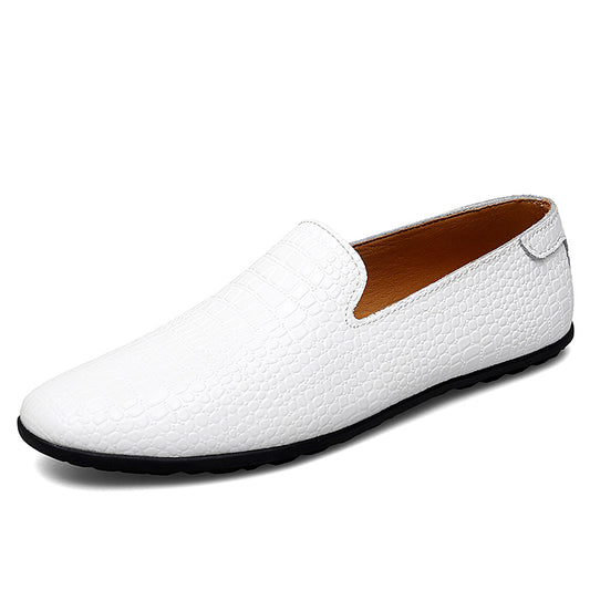 Mocassins pour hommes en cuir véritable à talon plat imprimé serpent | 2238 