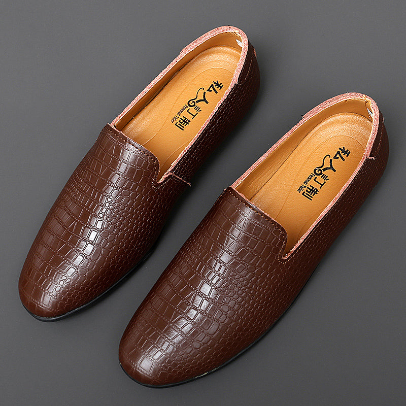 Mocassins pour hommes en cuir véritable à talon plat imprimé serpent | 2238 