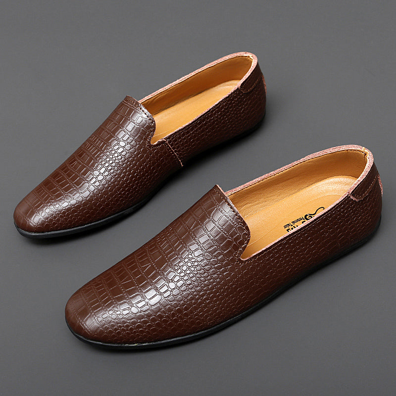 Mocassins pour hommes en cuir véritable à talon plat imprimé serpent | 2238 