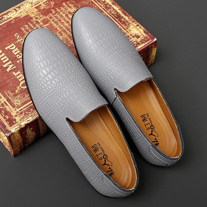 Mocassins pour hommes en cuir véritable à talon plat imprimé serpent | 2238 