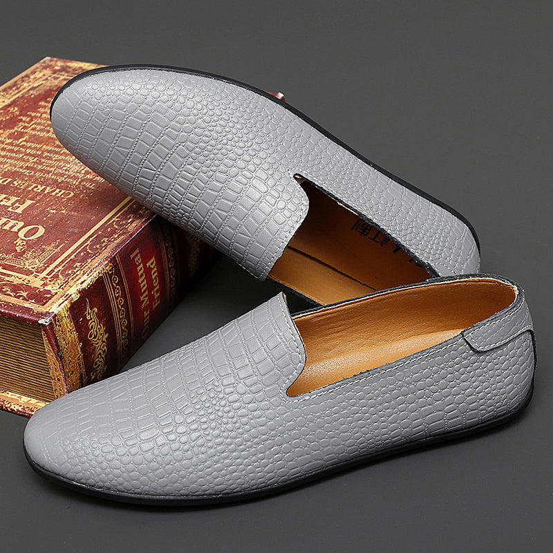 Mocassins pour hommes en cuir véritable à talon plat imprimé serpent | 2238 