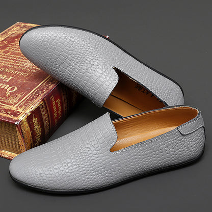 Mocassins pour hommes en cuir véritable à talon plat imprimé serpent | 2238 