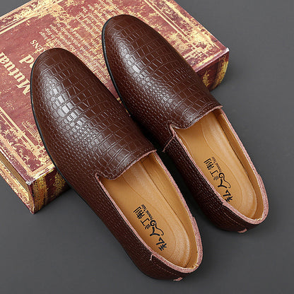 Mocassins pour hommes en cuir véritable à talon plat imprimé serpent | 2238 