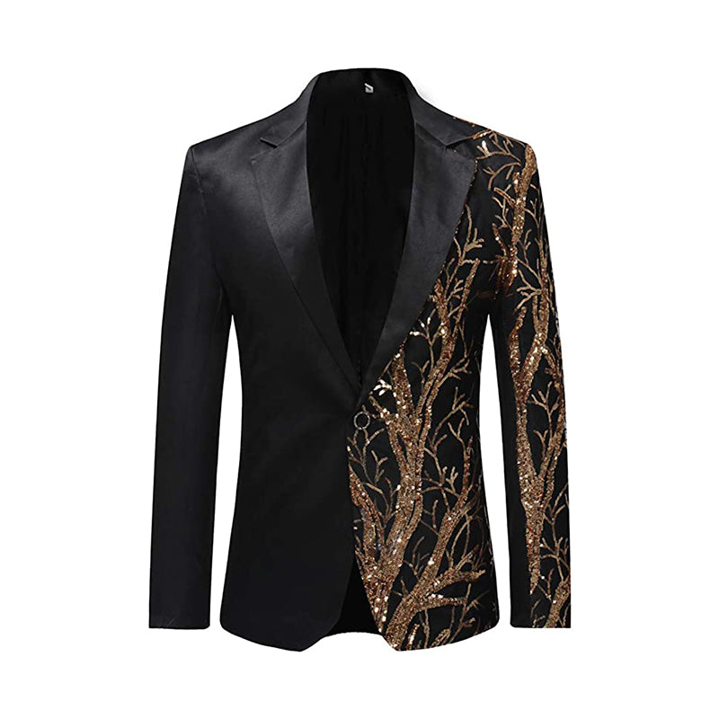 Herren Partyanzugjacke 1 Knopf Pailletten Prom Smoking Slim Fit Mantel | A101