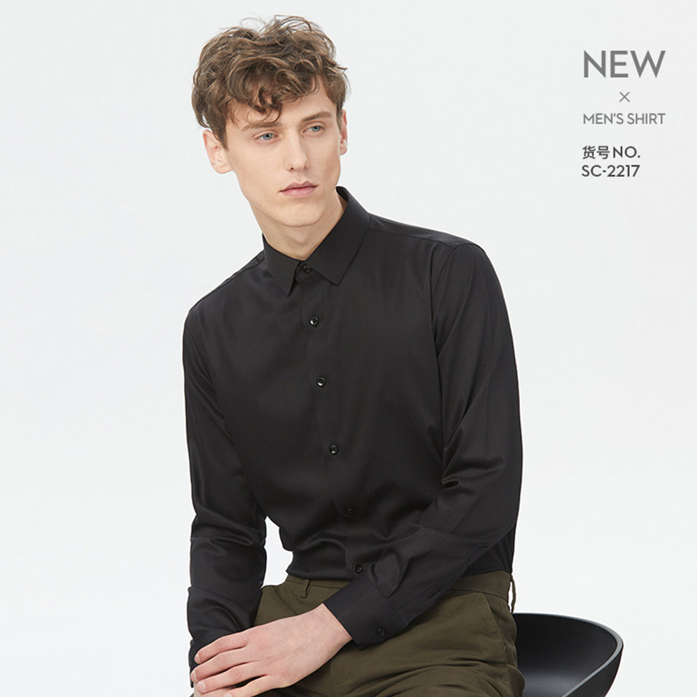 Herren Frühling Sommer Business Knitterfreie Einfarbige Maulbeerseidenhemden | SC-2210