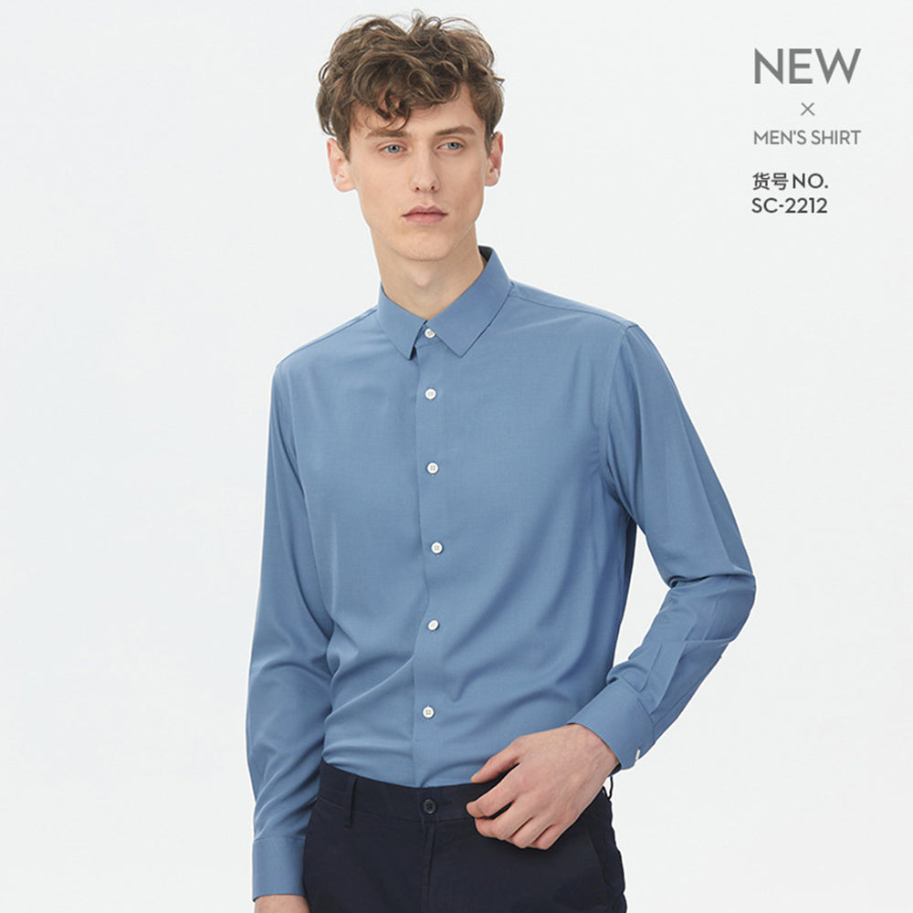 Herren Frühling Sommer Business Knitterfreie Einfarbige Maulbeerseidenhemden | SC-2210