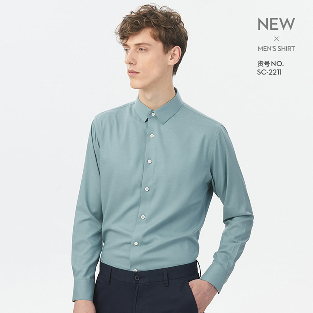 Herren Frühling Sommer Business Knitterfreie Einfarbige Maulbeerseidenhemden | SC-2210