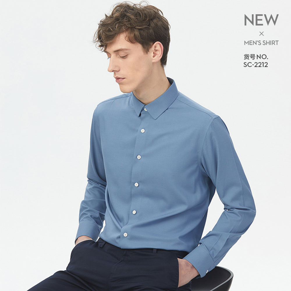 Herren Frühling Sommer Business Knitterfreie Einfarbige Maulbeerseidenhemden | SC-2210