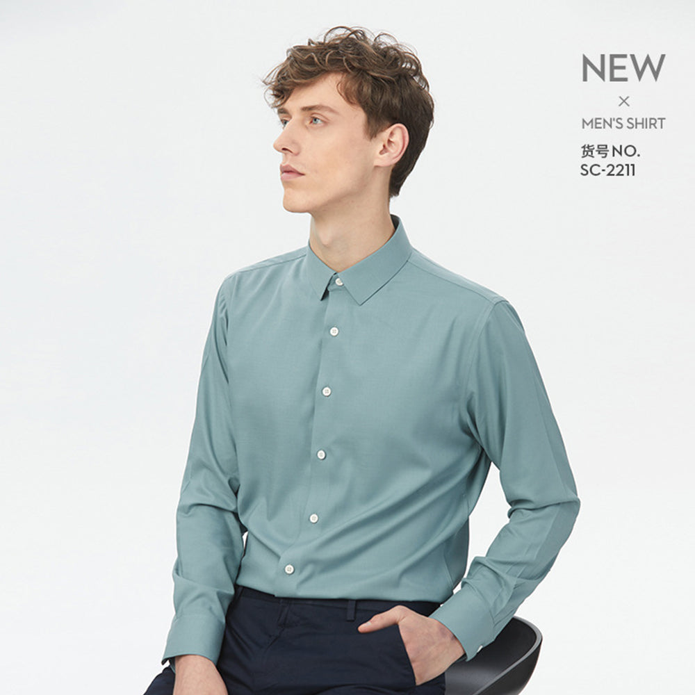 Herren Frühling Sommer Business Knitterfreie Einfarbige Maulbeerseidenhemden | SC-2210