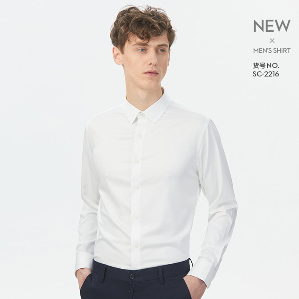 Herren Frühling Sommer Business Knitterfreie Einfarbige Maulbeerseidenhemden | SC-2210