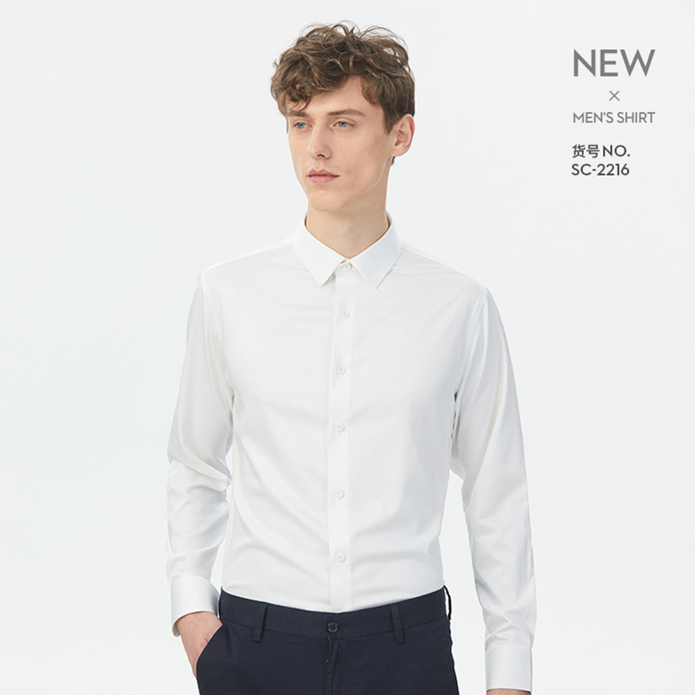 Herren Frühling Sommer Business Knitterfreie Einfarbige Maulbeerseidenhemden | SC-2210