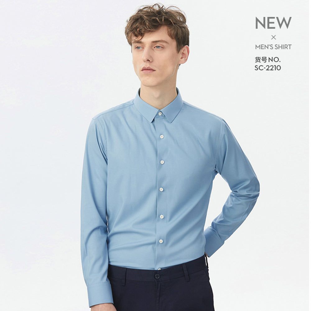 Herren Frühling Sommer Business Knitterfreie Einfarbige Maulbeerseidenhemden | SC-2210