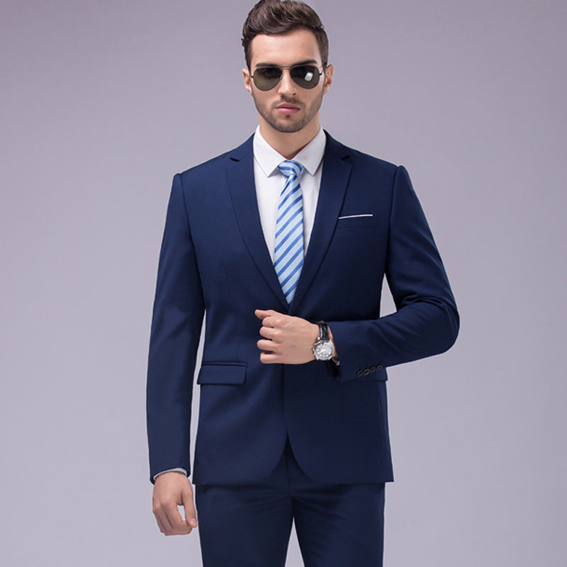 Premium Cotton Blend Gents Suit Smart Fit Suits Work Wedding Casual Business Tuxedo 2 Piece Set