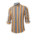 Lässige Langarm-Button-Down-Hemden für Herren mit Streifen | MC255371
