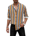 Lässige Langarm-Button-Down-Hemden für Herren mit Streifen | MC255371