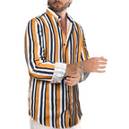 Lässige Langarm-Button-Down-Hemden für Herren mit Streifen | MC255371