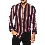 Lässige Langarm-Button-Down-Hemden für Herren mit Streifen | MC255371
