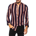 Lässige Langarm-Button-Down-Hemden für Herren mit Streifen | MC255371