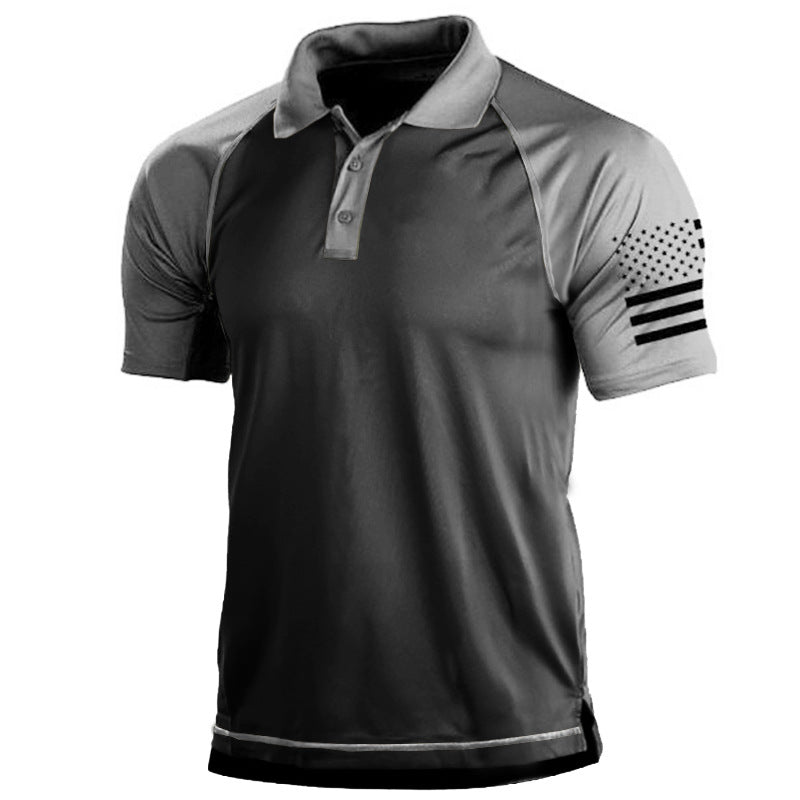Herren Outdoor Amerikanische Flagge Taktisches Sport Polo-Shirt | Y1G2 