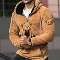 Herren Premium Weiche &amp; Warme Kapuzenjacke Lammwolle Strick Teddybär Hoodie 