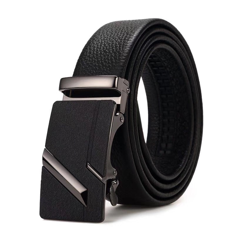 Ceinture à cliquet en cuir véritable pour homme avec boucle à clic automatique | DB-1