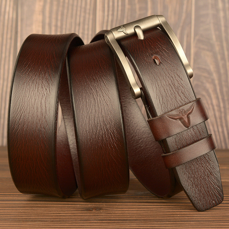 Ceinture en cuir véritable de qualité supérieure pour homme, non cousue, pour le travail, avec boîte cadeau | TCZK05